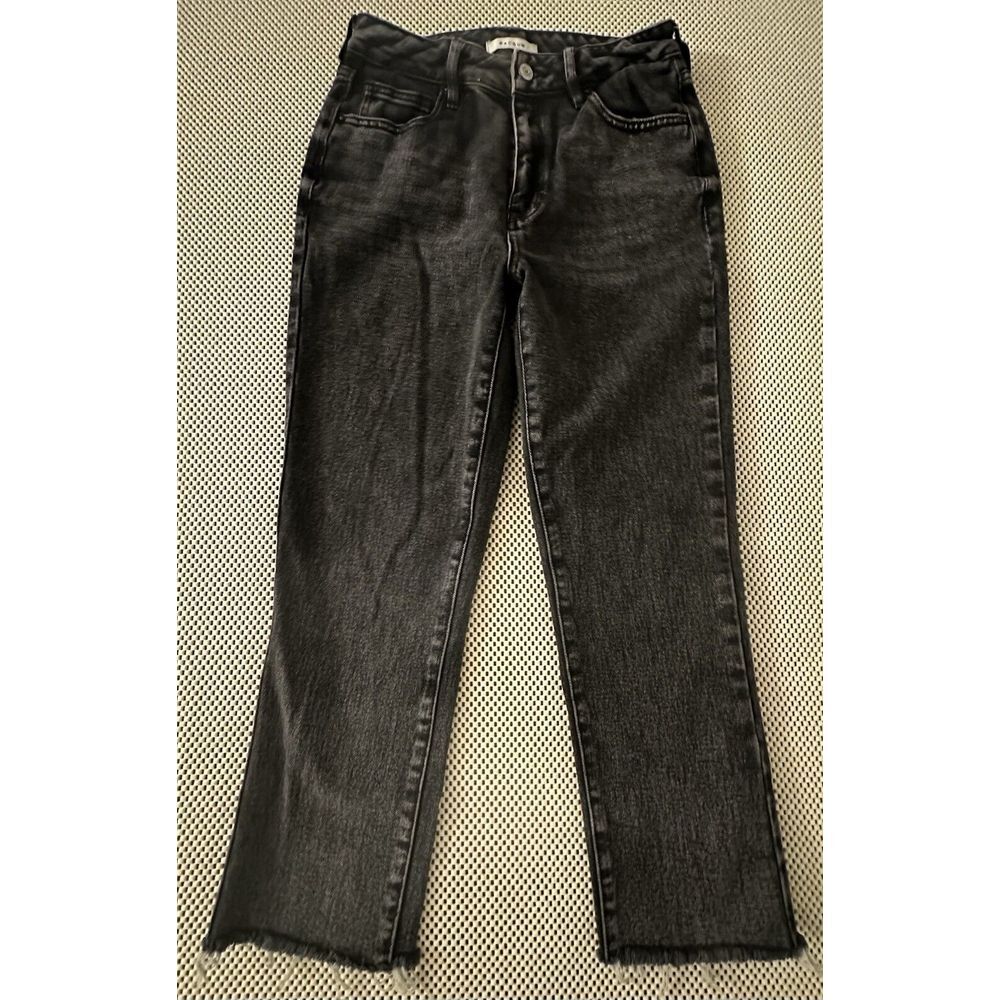Pacsun Mom Jeans Womens Size 27 Waist High Rise Black Straight Leg Raw Hem 4